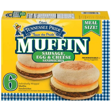 Tennessee Pride: Sausage Egg & Cheese 6 Ct Muffin Sandwiches, 25.14 oz
