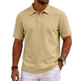 thumbnail image 7 of Golf Polo Shirts for Men Trendy Quick Dry Short Sleeve Lapel Polo Shirt Summer Moisture Wicking Casual Business Classic Fit Tshirts Khaki M, 7 of 7