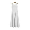 thumbnail image 3 of Usmixi Jumpsuits for Women Casual Plus Size Loose Wide Leg Lightweight Cotton Linen Strap Long Jumpsuits Overalls Summer Formal Solid Square Neck Sleeveless Maxi Rompers White l, 3 of 4