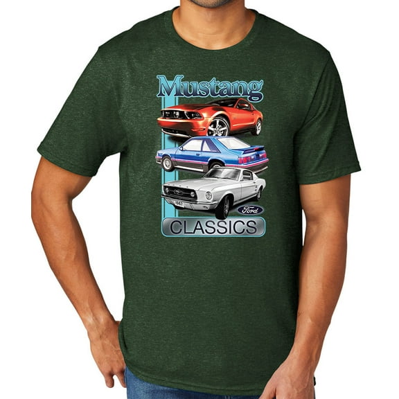 Ford Mustang Classics Men's TriBlend Tee Shirt, Small Forest Green Heather