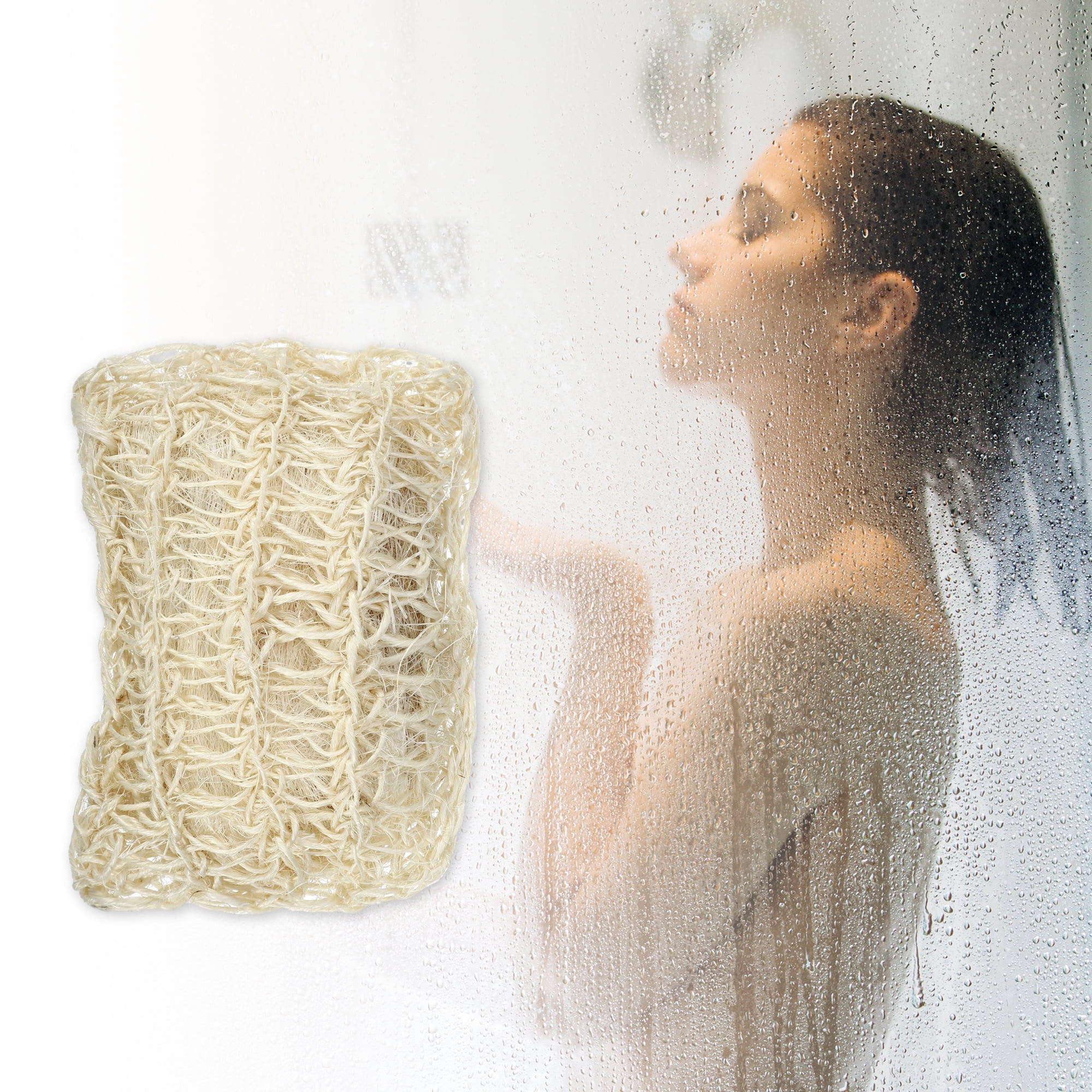 Unique Bargains 1Pc Jute Bath Brush Body Scrubber 5.47"x3.82"x1.85" Beige