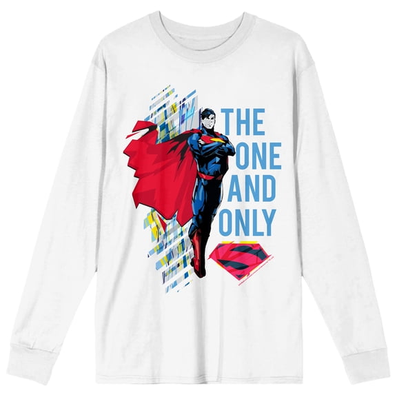 Superman The One And Only Women's White Long Sleeve Crew Neck Tee-XXL