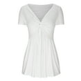 thumbnail image 6 of ALLLIST White Womens Tops Plus Size V-Neck Flounce Short Sleeve Solid Sexy T-Shirts Women's Blouse XXXXXL, 6 of 6