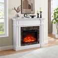 thumbnail image 6 of Tcbosik 45" Freestanding Electric Fireplace with Mantel, Electric Fireplace Heater with Remote Control and Adjustable Flame Brightness Level for Living Room, White, 6 of 9