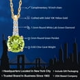 thumbnail image 2 of Gem Stone King 10K Yellow Gold Green Peridot and White Lab Grown Diamond Pendant Necklace for Women (0.60 Cttw, Round 5MM, Gemstone August Birthstone, with 18 inch Chain), 2 of 5