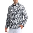 thumbnail image 4 of Blazer de leopardo INSPIRE CHIC para hombres, chaqueta deportiva de solapa de pico, doble botonadura, traje de animal, color gris, 4 of 6
