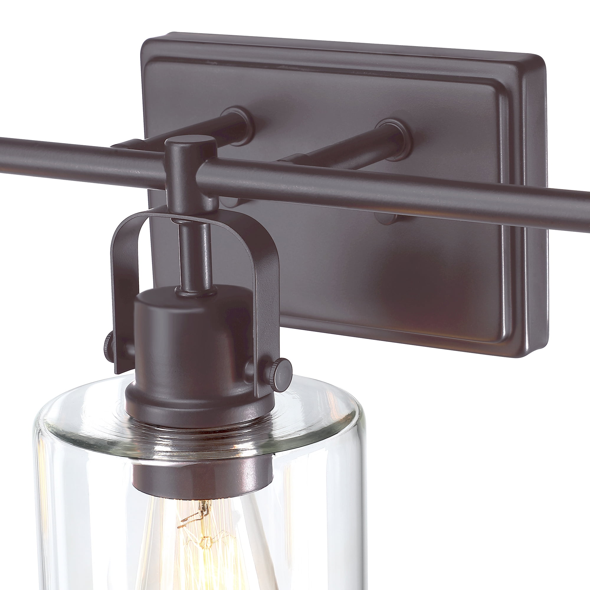 3-Light Bathroom Light Fixtures Dark Bronze Vanity Lighting over Mirrors, Vintage Wall Sconce with Clear Glass Shade