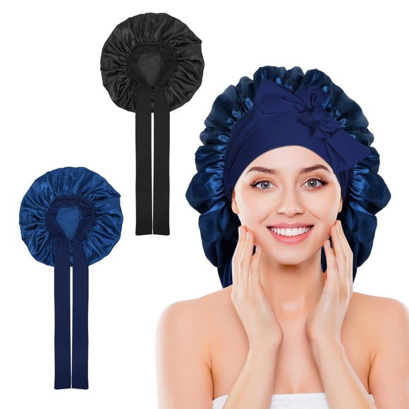 Gorro de seda satinada Arqumi para dormir con correa larga, 2 unidades