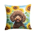 thumbnail image 2 of Chocolate Poodle in Sunflowers Throw Pillow 14 in x 14 in, 2 of 2