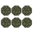thumbnail image 2 of Fuzoiu Green Camouflage Skull Print Leather Coasters Set,Drink Coasters Set of 6,for Tabletop Protection, Durable PVC Coasters,Home Décor and Housewarming Gift,Octagon, 2 of 7
