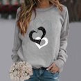 thumbnail image 1 of Chandails en Molleton à Capuche pour Femmes, Pull Mode Col Rond Saint-Valentin Décontracté Imprimé Amour Gris, 1 of 4