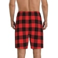 thumbnail image 3 of Fotbe Buffalo Plaid Red Black Pajama Shorts for Men, Men's Pajama Bottoms, Sleepwear,Short Pajama Pants-4X-Large, 3 of 9