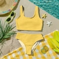 thumbnail image 6 of CCRFTGI Girls Swimsuit Size 6-7 Two Piece Sets Swim Vacation Bathing Suit Beach Vacation Solid Girls Bikini Cute Summer Girls Fashion Swim Suit Kids Bikini Yellow 1-2 Years, 6 of 9