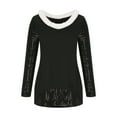 thumbnail image 4 of pimelu Pullover for Women Going out Tops for Women Night Party Club Fashion Sparkly Sequin Patchwork Tunic Tops Spring Plush Neck Long Sleeve Pullover Blouses, 4 of 6
