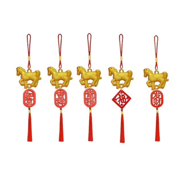 Colgante del año del caballo 2026, Año Nuevo chino, amuleto del caballo del zodiaco feng shui con borla para el Festival de Primavera, espejo retrovisor del coche, decoración del hogar