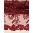 thumbnail image 3 of Beautiful Embroidered Lace w/Sequins, By the Yard from Sal Tex Fabrics, Burgundy, 3 of 3