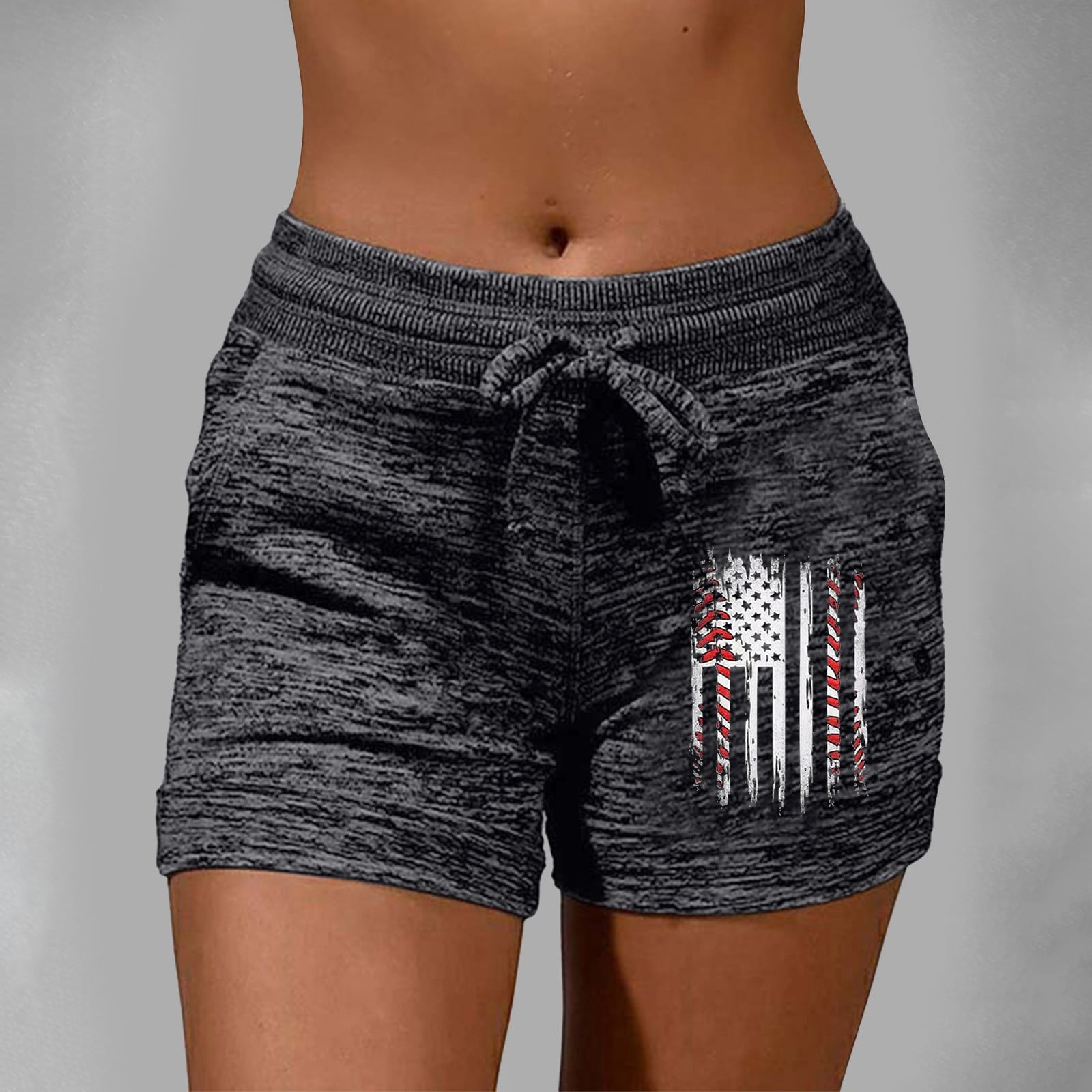 Womens Shorts Shorts for Women Fashion Women Quick Drying Casual Sports Shorts Independence Day Print Print Elastic Adult Female Clothes Black Size M