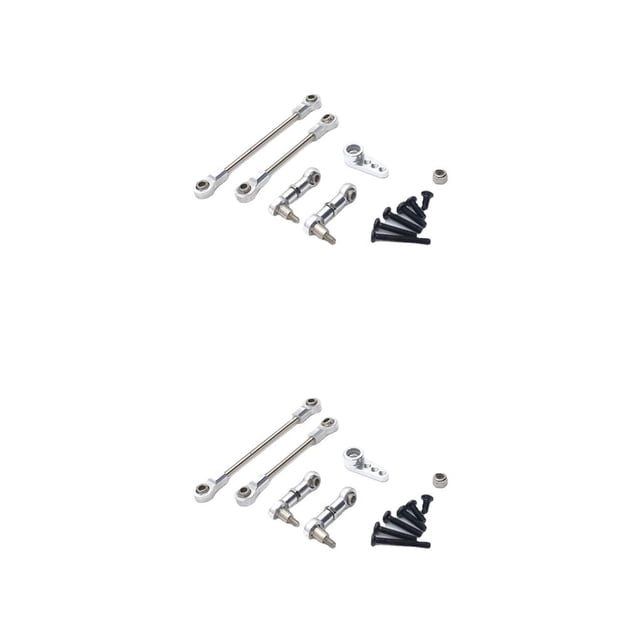 Ruiboury 1/28 Remote Control Cars Upgrades 28T Servo Mount Arm Link Rod Attachments Silver 2Set