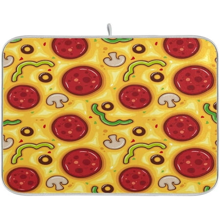 

Dish Drying Mat for Kitchen Counter Draining Pad Medium Real Stuff Pizza Ultra Absorbent Microfiber Dishes Drainer Mats 16 x 18 Absorbent Reversible Dish Pad
