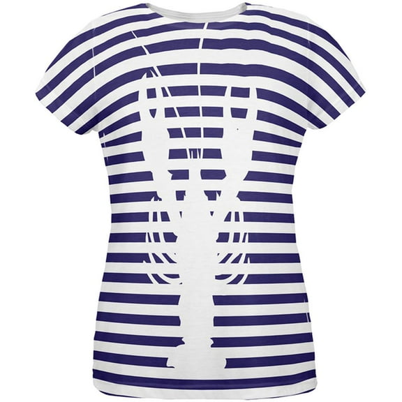 Lobster Navy Nautical Stripes All Over Womens T Shirt Multi SM