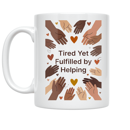 Tired Yet Fulfilled by Helping - Community Service Advocate - 11 oz Ceramic Coffee Mug