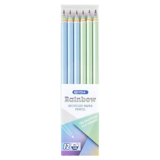 Lápices HB #2 de papel reciclado arcoíris, ecológicos, sin madera ni plástico, para material escolar y de oficina, preafilados, paquete de 12 oso de fresa Electrónica