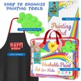 thumbnail image 4 of KEFF Kids and Toddler Paint Set - 33 Piece Painting Set for Toddlers with Non Toxic Washable Tempera Finger Paint, Brushes, Palette, Apron, Paper Pad & More, 4 of 7