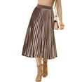 thumbnail image 5 of MODA NOVA Junior's Metallic Accordion Elastic Waist Pleated Midi Skirt, 5 of 6