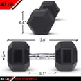 thumbnail image 2 of Mancuerna hexagonal de goma, 40 libras, individual, 2 of 7