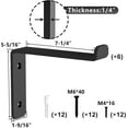 thumbnail image 3 of Solennerer Heavy Duty 7.25" Floating Shelf Brackets Support, Set of 6, Wall Mounted 1/4" Thickness, Matt Black ,Decorative Shelves (Shelf Bracket-7.25"-6), 3 of 28