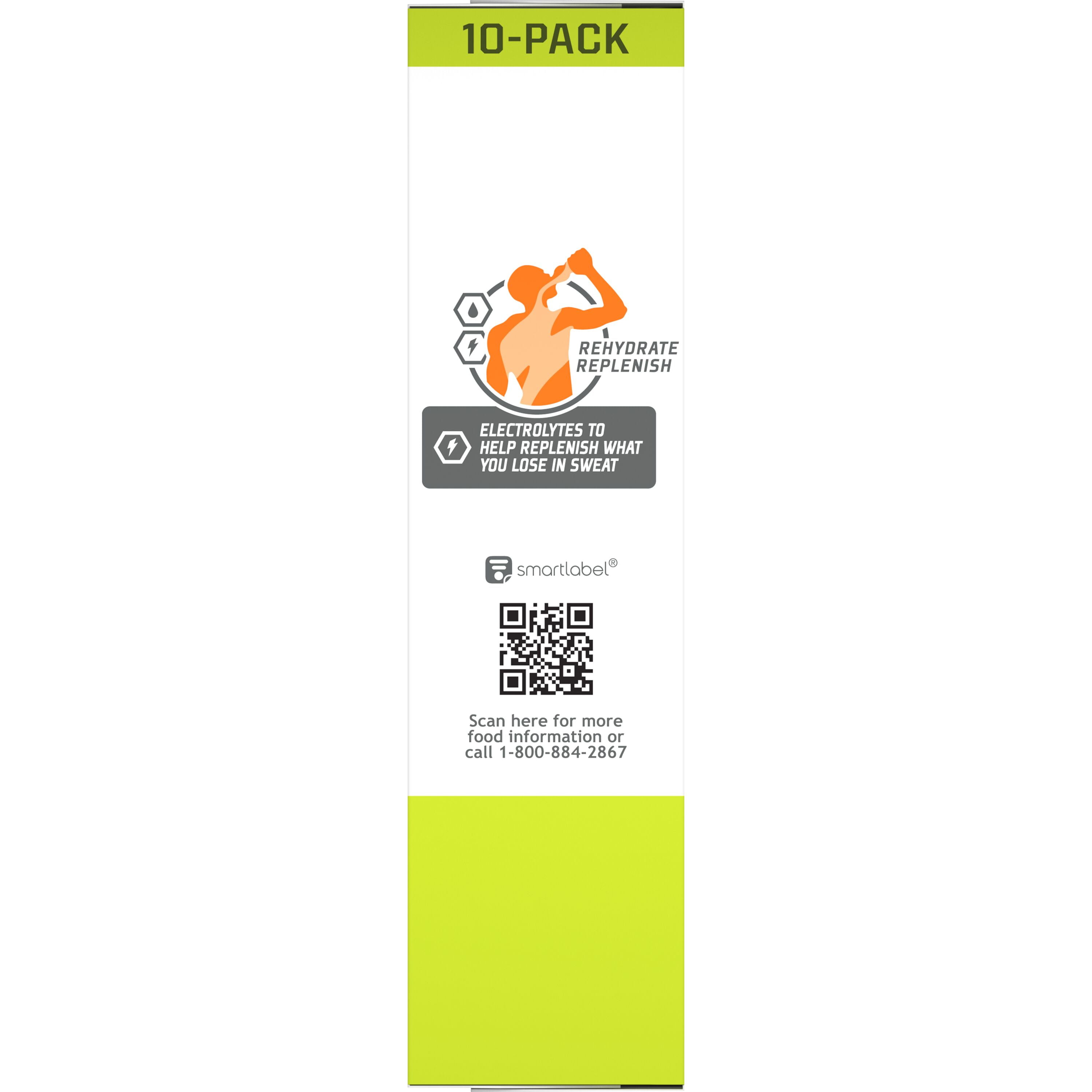 Gatorade G Zero Sports Drink Lemon Lime, Powdered Energy Drink Mix, 0.10 oz, 10 Count Packets