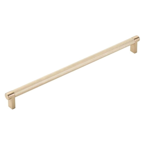 Emtek Knurled Cabinet Pull - Brass (US4) Finish - 12" Center-to-Center - Modern Kitchen & Bathroom Hardware - 84058.RECUS4.KNUS4