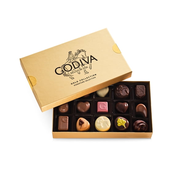 Godiva Gold 15pc Assorted Belgian Chocolates Gift Box – Dark & Milk Pralines, Ganaches & Caramels – Kosher Gourmet Gift