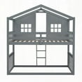 thumbnail image 5 of Twin Over Twin House Bunk Bed With Ladder, Solid Pine Wood Gray, 5 of 14