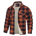 thumbnail image 2 of Zynoxe Plus Size Fleece Lined Jackets for Men Turn Down Collar Button Down Mens Jackets Classic Vintage Plaid Casual Shirt Jacket Warm Thermal Long Sleeve Jacket with Chest Pockets S, 2 of 5
