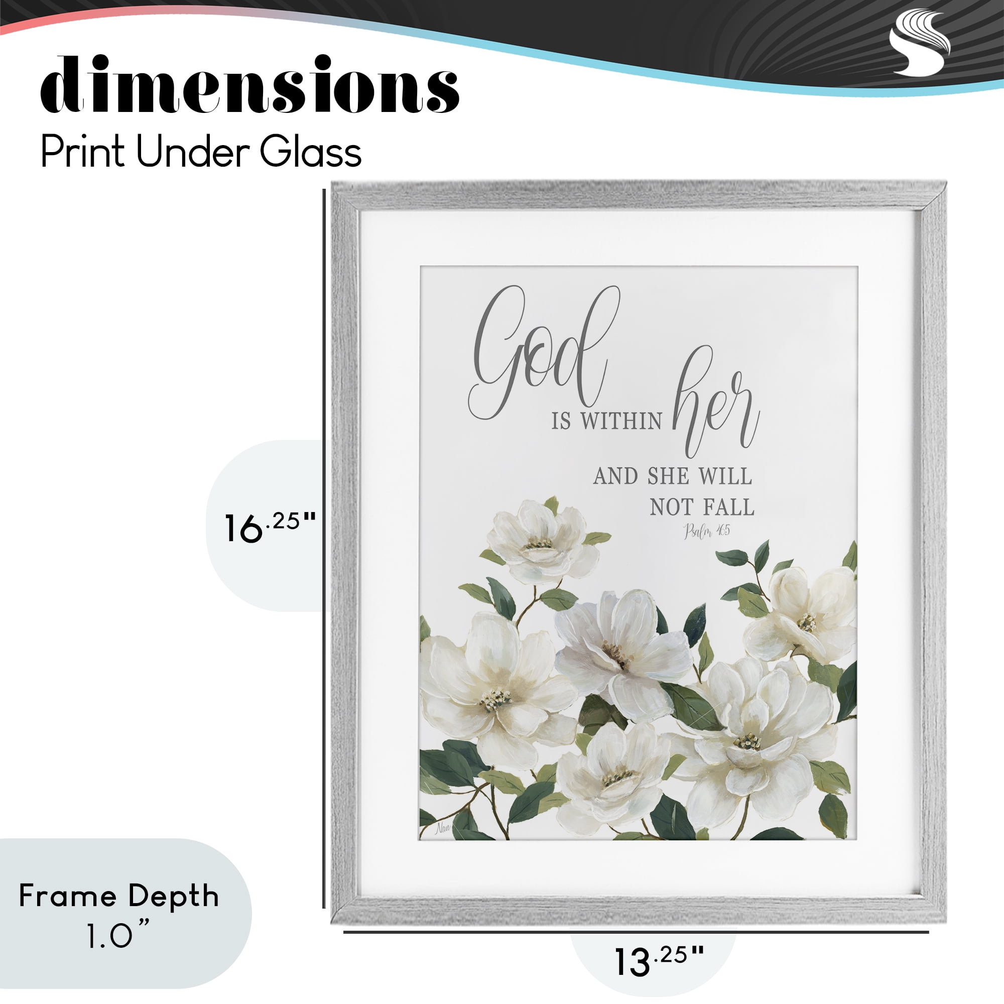 Stupell Industries God Is Within Her Gray Framed Print Under Glass, design by Nan