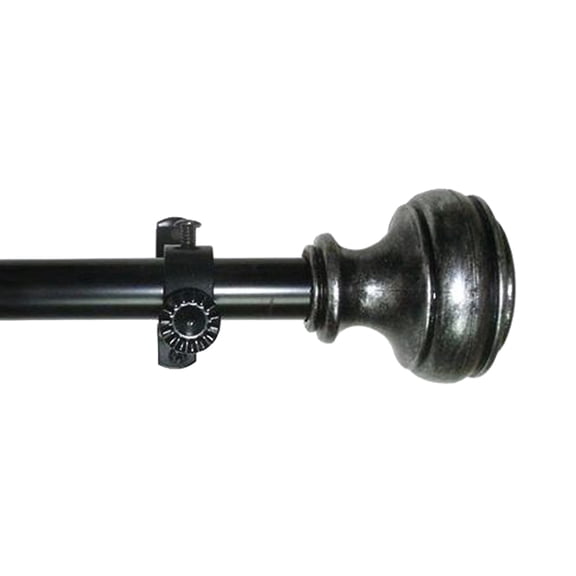 Decorative Telescopic Metal Curtain Rod, 66 to 120 Inches Contemporary Round PVC Finials, Ultra Durable Brackets 3/4 Inch Diameter Drapery Rod for Window Treatment, Silver-Spherical