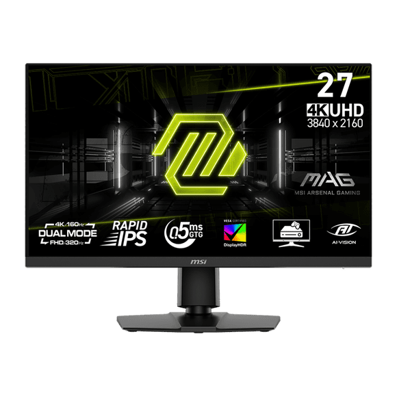MSI 27 Po 3840 x 2160 (UHD) 160 Hz UHD / 320 Hz FHD 0,5 Ms (GTG) Moniteur de Jeu Rapid IPS Inclinaison et Hauteur Réglables (MAG 272URDF E16)