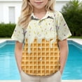 thumbnail image 5 of ITSAME Boys Button Up Shirts School Uniform Fashion Print Short Sleeve Kids Loose Casual Shirts Beige Size 12-13, 5 of 8