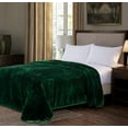 thumbnail image 2 of Chezmoi Collection Heavy Thick Korean Style Faux Mink Blanket Single Ply 9 Lbs, 750GSM Silky Soft Plush Raschel Mink Blanket, 85" x 95" Asia King Size, Solid Green, 2 of 9