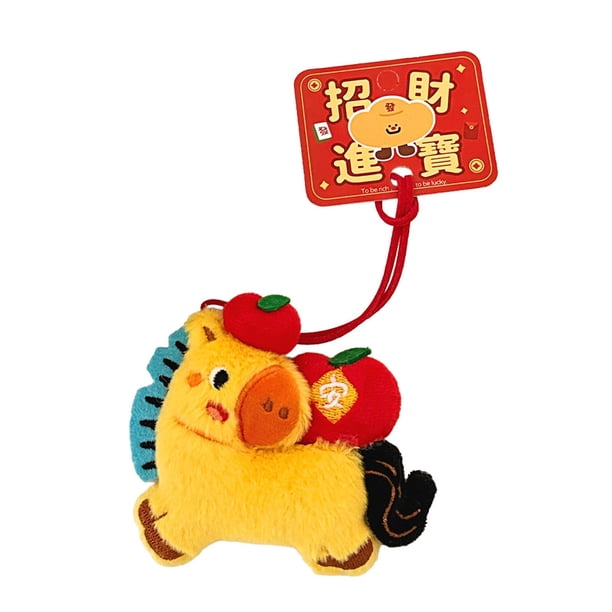 Llavero con colgante de caballo de peluche colorido, llavero decorativo con amuleto de la buena suerte, cartera, mochila, llaves de coche, bolso, accesorio para coche.