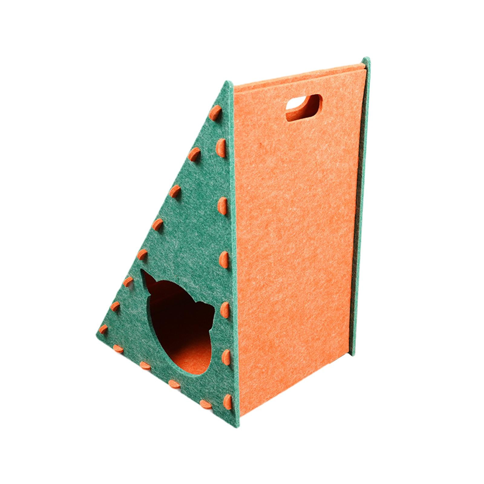 TOOYFUL Cat Scratching Post, Triangular Protection, Cat Scratching Board, Nest, Kitten Toy, for Small, Medium And Large Cats, Playing And Sleeping Green and Ornage