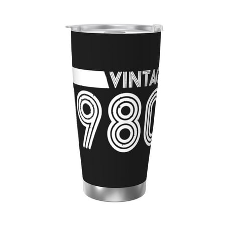 

Vintage 1980 Retro 20 Oz Water Bottle Insulated Tumblers Stainless Steel Cups Double Wall Tumbler with Lid