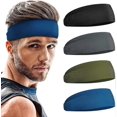 thumbnail image 1 of Mens Headband 4 Pack, Sports Headbands For Men, Unisex Hairband, 1 of 4