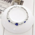 thumbnail image 2 of Iumwxz Women Ocean Blue Crystal Rhinestone Heart Bangle Bracelet, 2 of 3