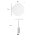 thumbnail image 2 of Modway Lyric Round Marble & Iron Side Table with Cylinder Base in White, 2 of 10
