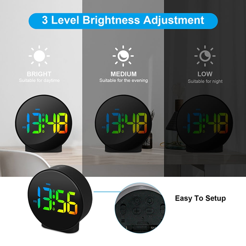 Zeiwohndc Modern LED Digital Bedroom Table Clock 12/24H with Snooze Calendar Functrion