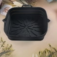 thumbnail image 4 of Freidora de aire cuadrada de silicona Bandeja para hornear Cesta de pollo frito Estera Parrilla Pan (Negro), 4 of 8