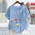 thumbnail image 3 of Celebrating Easter Casual Linen Blend Shirt Relaxed Fit Short Sleeve Top with Round Neck for Everyday Comfort, 3 of 4