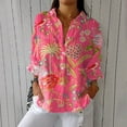 thumbnail image 1 of YLHFASHION Chemise à Imprimé Floral Rétro pour Femmes, Imprimé Artistique, Chemise Décontractée à Col en V, Rabais de 50 % Liquidation Chemises pour Femmes, 1 of 4